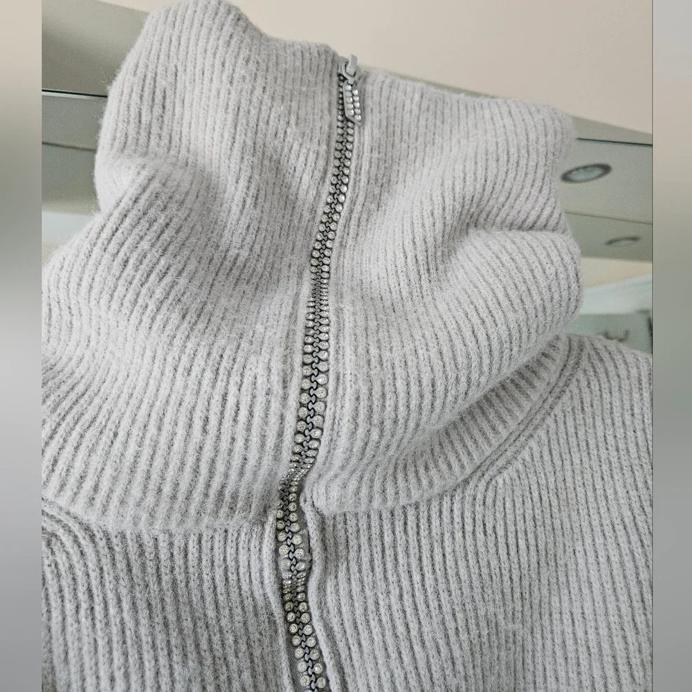 Grey Wool Sweater with rhinestones - size small - Picture 3 of 14
